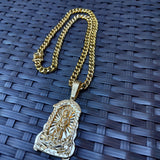 14k 8mm Gold Plated Cuban link Chain and Pendant