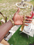 14k gold-plated 18mm Flat Cuban link chain and bracelet set
