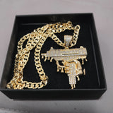 14k Gold Filled 5mm Diamond cut Cuban Link Chain and Pendant