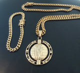 14k 6mm Gold Plated Cuban Link Chain Pendant and Bracelet Set