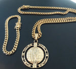 14k 6mm Gold Plated Cuban Link Chain Pendant and Bracelet Set