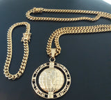 14k 6mm Gold Plated Cuban Link Chain Pendant and Bracelet Set
