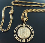 14k 6mm Gold Plated Cuban Link Chain Pendant and Bracelet Set