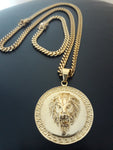 14k 6mm Gold Plated Cuban Link Chain Pendant and Bracelet Set