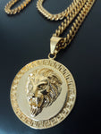 14k 6mm Gold Plated Cuban Link Chain Pendant and Bracelet Set