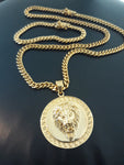 14k 6mm Gold Plated Cuban Link Chain Pendant and Bracelet Set