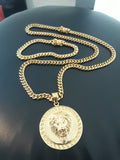 14k 6mm Gold Plated Cuban Link Chain Pendant and Bracelet Set
