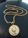 14k 6mm Gold Plated Cuban Link Chain Pendant and Bracelet Set