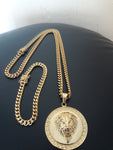14k 6mm Gold Plated Cuban Link Chain Pendant and Bracelet Set