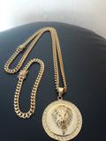 14k 6mm Gold Plated Cuban Link Chain Pendant and Bracelet Set