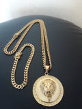 14k 6mm Gold Plated Cuban Link Chain Pendant and Bracelet Set