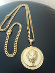 14k 6mm Gold Plated Cuban Link Chain Pendant and Bracelet Set