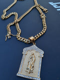 14k 8mm Gold Plated Cuban Link Chain Pendant and Bracelet Set