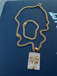 14k 6mm Gold Plated Cuban Link Chain Pendant and Bracelet Set