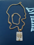 14k 6mm Gold Plated Cuban Link Chain Pendant and Bracelet Set