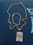 14k 6mm Gold Plated Cuban Link Chain Pendant and Bracelet Set