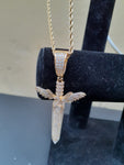 Iced out Wing Knife gold plated pendant