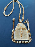 14k 6mm Gold Plated Cuban Link Chain Pendant and Bracelet Set