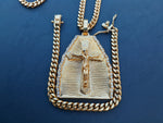 14k 6mm Gold Plated Cuban Link Chain Pendant and Bracelet Set