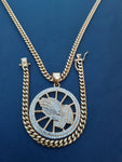 14k 6mm Gold Plated Cuban Link Chain Pendant and Bracelet Set