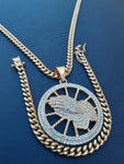 14k 6mm Gold Plated Cuban Link Chain Pendant and Bracelet Set