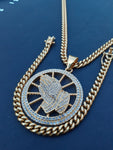 14k 6mm Gold Plated Cuban Link Chain Pendant and Bracelet Set