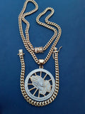 14k 6mm Gold Plated Cuban Link Chain Pendant and Bracelet Set