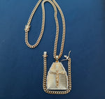 14k 6mm Gold Plated Cuban Link Chain Pendant and Bracelet Set
