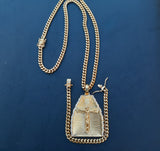 14k 6mm Gold Plated Cuban Link Chain Pendant and Bracelet Set