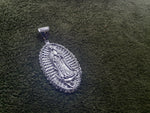 14k White gold plated Guadalupe pendant
