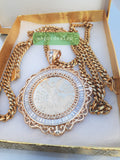 14k 6mm Gold Plated Cuban Link Chain Pendant and Bracelet Set