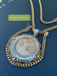 14k 6mm Gold Plated Cuban Link Chain Pendant and Bracelet Set