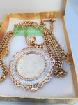 14k 6mm Gold Plated Cuban Link Chain Pendant and Bracelet Set