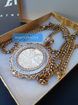 14k 6mm Gold Plated Cuban Link Chain Pendant and Bracelet Set