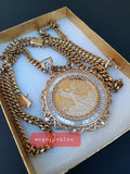 14k 6mm Gold Plated Cuban Link Chain Pendant and Bracelet Set
