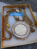 14k 6mm Gold Plated Cuban Link Chain Pendant and Bracelet Set