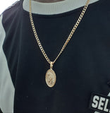 14k Gold Filled 3mm Cuban Link Chain and Pendant Set