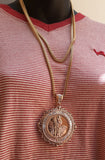 14k 3mm Gold plated Franco 2 Chains 22" 26" and Pendent Set