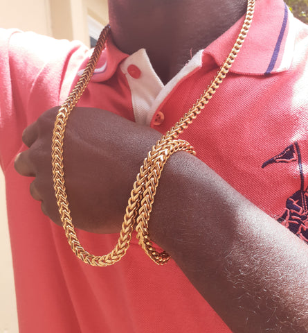 14k Goldplated Franco chain and bracelet set