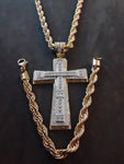 14k gold plated 8 mm rope chain pendant and bracelet set