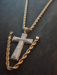 14k gold plated 8 mm rope chain pendant and bracelet set