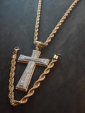 14k gold plated 8 mm rope chain pendant and bracelet set