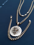 14k 6mm Gold Plated Cuban link Chain bracelet and Pendant