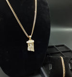14k 6mm Gold Plated Cuban link Chain bracelet and Pendant