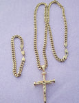 14k 6mm Gold Plated Cuban link Chain bracelet and Pendant
