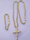 14k 6mm Gold Plated Cuban link Chain bracelet and Pendant