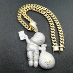 Large Size High Quality CZ stones Cartoon Money Bag Pendant Bling Iced Out