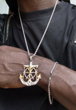 14k 3mm White Gold plated Rope Chain Bracelet and Pendent Set