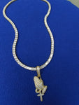 14k Ice out Gold filled 20inch Tennis and Charm