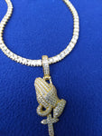 14k Ice out Gold filled 20inch Tennis and Charm